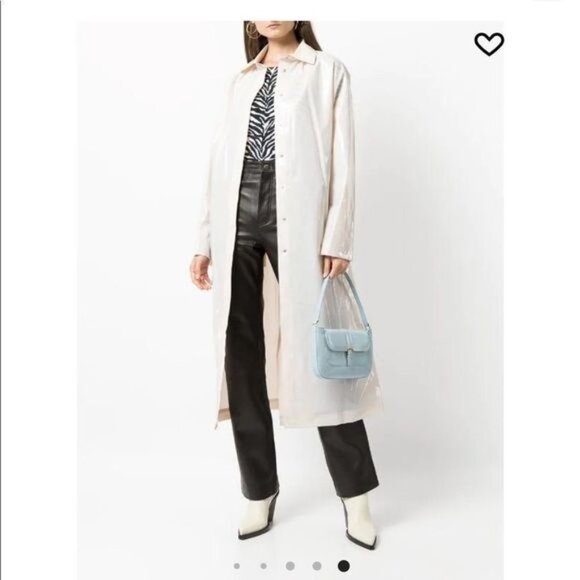 Cream Trench Coat with Classic Collar and Oversized Fit - Picture 3 of 16